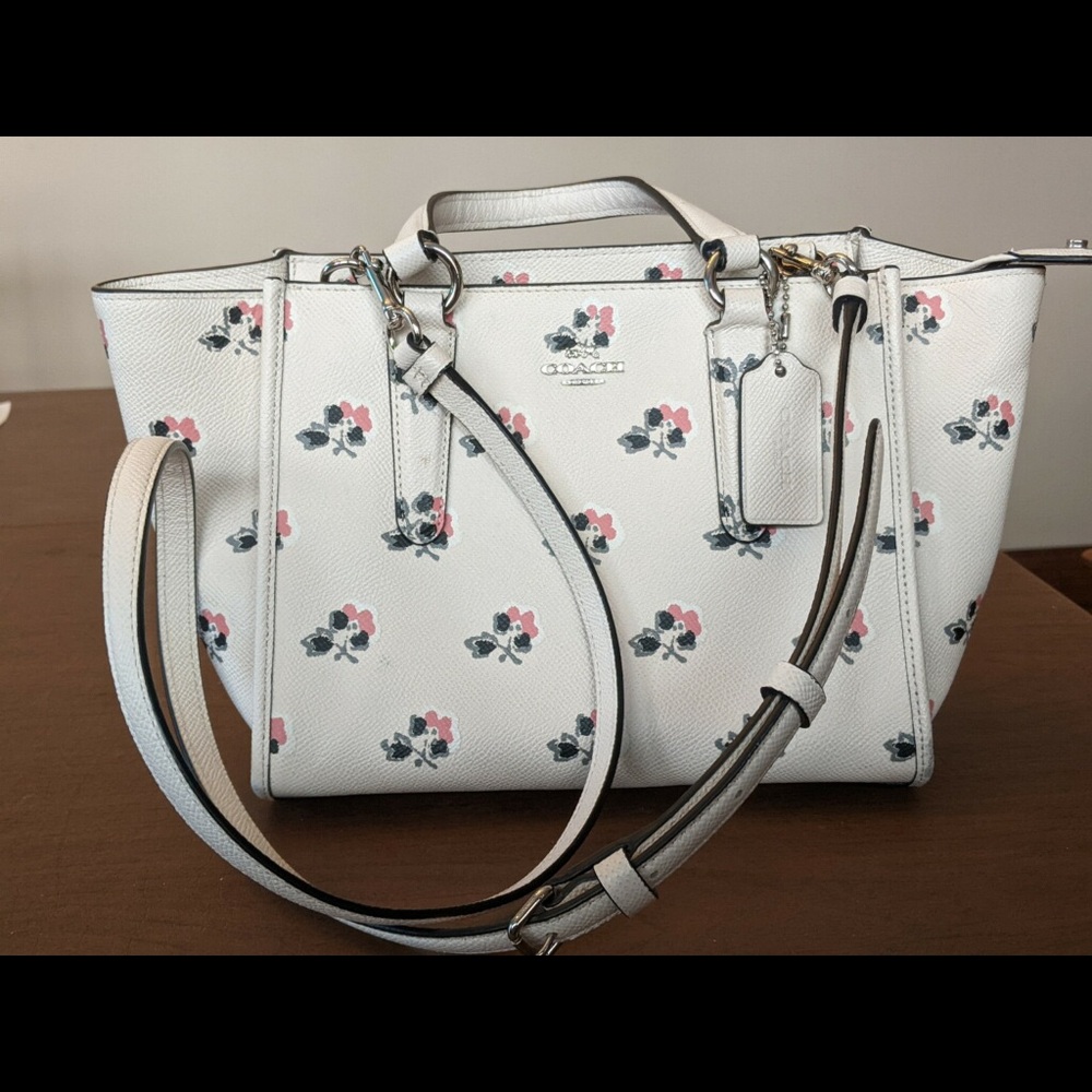 Coach white and pink floral purse